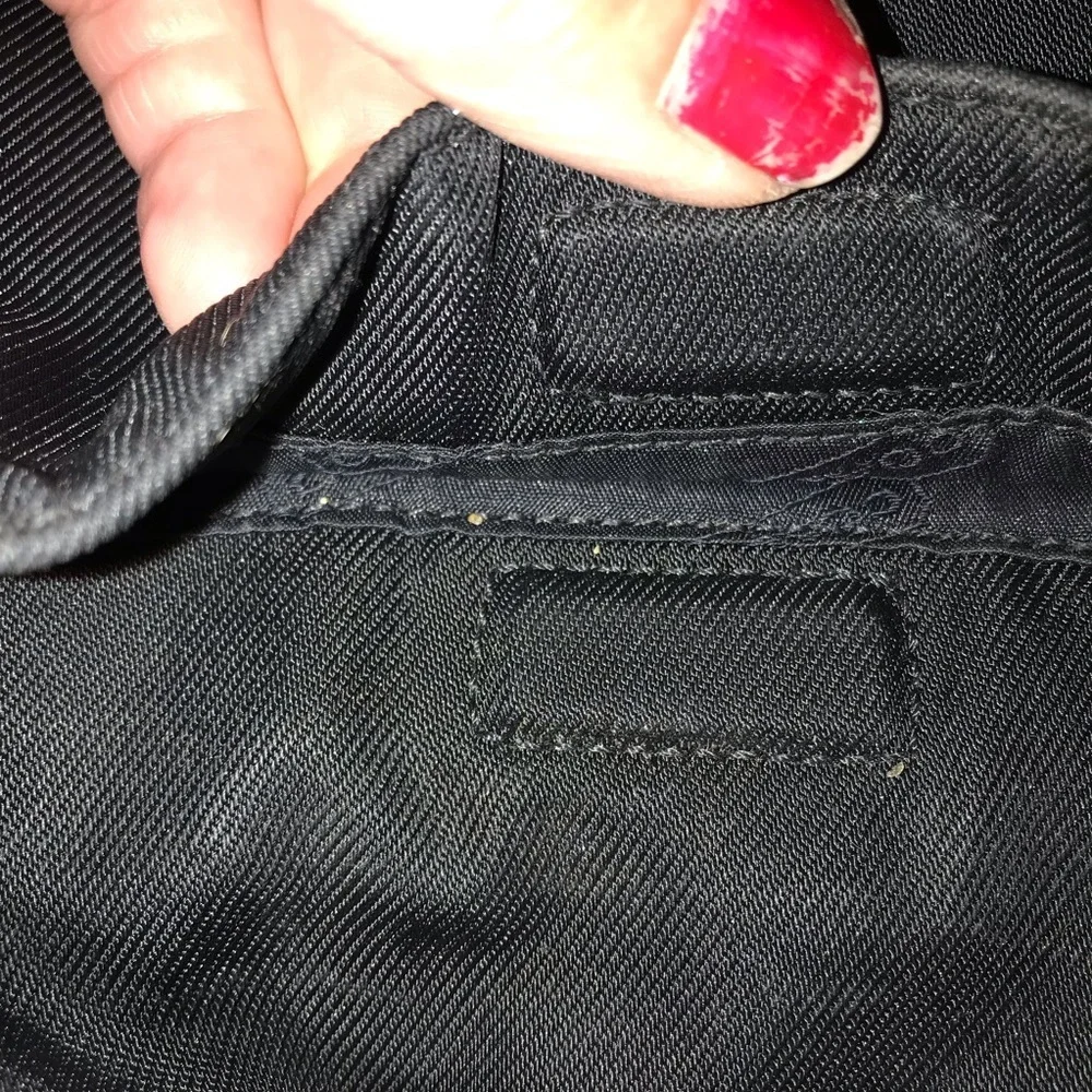Coach black nylon leather shoulder bag removalable leather strap $$